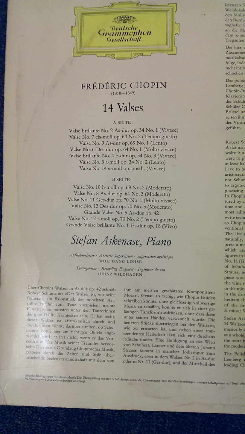 Chopin – Stefan Askenase – 14 Valses LP Schallplatte in Kassel  (Hessen)