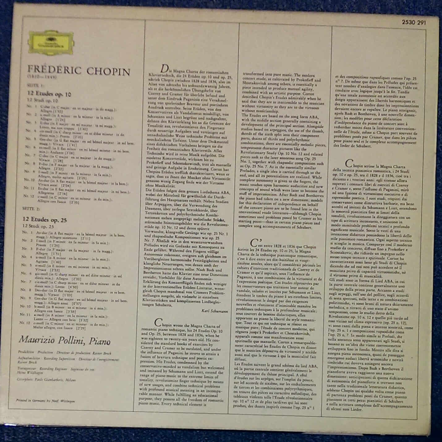 Frédéric Chopin, Maurizio Pollini – Études Op. 10 & Op. 25 LP Schallplatte in Kassel  (Hessen)