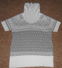 C&A Damen Rollkragen Kurzarm Pullover L (44) | Weiß Grau in 39446 Staßfurt (Sachsen-Anhalt)